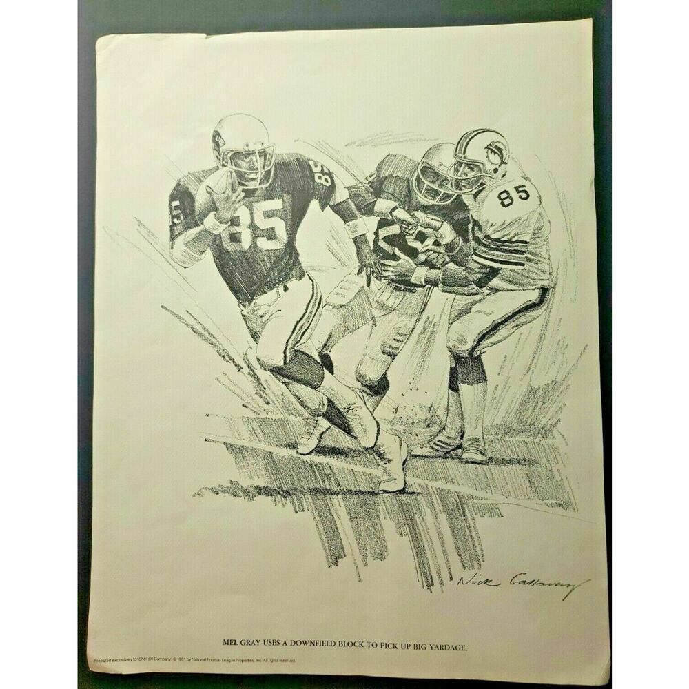 1981 St Louis Cardinals Mel Gray Shell Oil Football Print Nick Galloway WS7C
